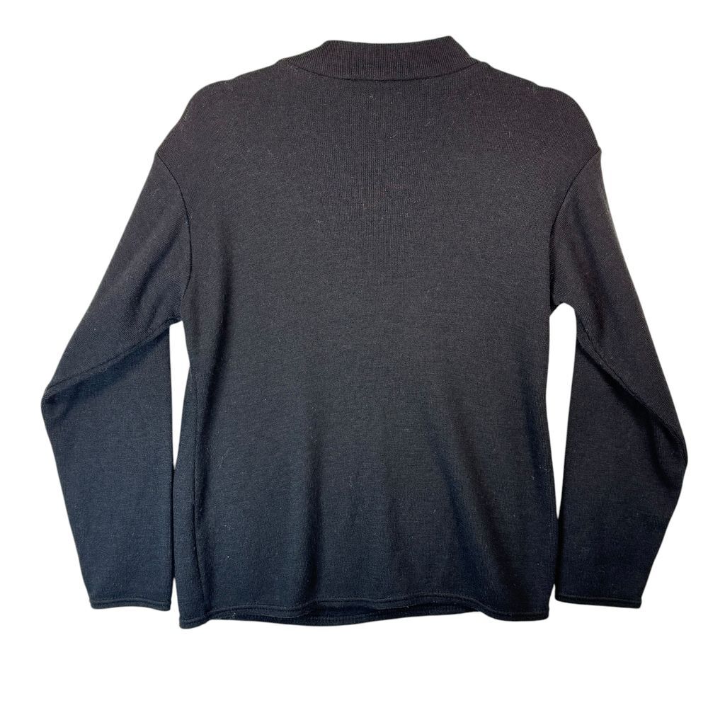 Daniel La Torre Italy Black Wool Blend Mock Neck Sweater Button Shoulder Size S - Picture 2 of 8